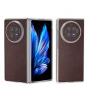 For vivo X Fold3 ABEEL Genuine Leather Elegant Frosted Transparent Edge Phone Case(Coffee)