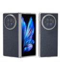 For vivo X Fold3 ABEEL Genuine Leather Elegant Frosted Transparent Edge Phone Case(Blue)