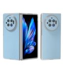 For vivo X Fold3 ABEEL Genuine Leather Elegant Frosted Transparent Edge Phone Case(Sky Blue)