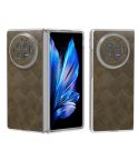 For vivo X Fold3 Frosted Transparent Frame Hinge Weave Plaid PU Phone Case(Green)