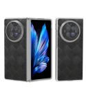 For vivo X Fold3 Frosted Transparent Frame Hinge Weave Plaid PU Phone Case(Black)