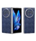 For vivo X Fold3 Frosted Transparent Frame Hinge Weave Plaid PU Phone Case(Blue)