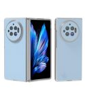 For vivo X Fold3 Frosted Transparent Edge Genuine Leather Wave Phone Case(Blue)