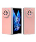 For vivo X Fold3 Frosted Transparent Edge Genuine Leather Wave Phone Case(Pink)