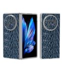 For vivo X Fold3 Frosted Transparent Edge Genuine Leather Canopy Phone Case(Blue)