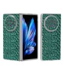 For vivo X Fold3 Frosted Transparent Edge Genuine Leather Canopy Phone Case(Green)