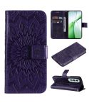 For OnePlus Nord CE4 Embossed Sunflower Pattern Flip Leather Phone Case(Purple)