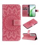 For OnePlus Nord CE4 Embossed Sunflower Pattern Flip Leather Phone Case(Pink)