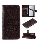 For Realme C65 4G Embossed Sunflower Pattern Flip Leather Phone Case(Brown)