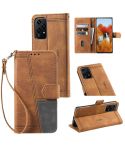 For Honor 200 Lite TTUDRCH Embossed Line Splicing Leather Phone Case(Brown)