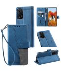 For Honor 200 Lite TTUDRCH Embossed Line Splicing Leather Phone Case(Blue)