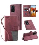 For Honor 200 Lite TTUDRCH Embossed Line Splicing Leather Phone Case(Wine Red)