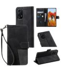 For Honor 200 Lite TTUDRCH Embossed Line Splicing Leather Phone Case(Black)