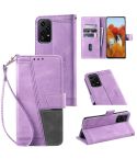 For Honor 200 Lite TTUDRCH Embossed Line Splicing Leather Phone Case(Purple)