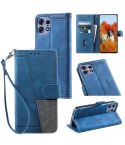 For Motorola Edge 50 Pro TTUDRCH Embossed Line Splicing Leather Phone Case(Blue)