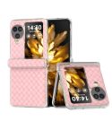 For OPPO Find N3 Flip 3 in 1 Woven Texture Transparent Frame PU Phone Case(Pink)