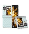 For OPPO Find N3 Flip 3 in 1 Woven Texture Transparent Frame PU Phone Case(Light Green)