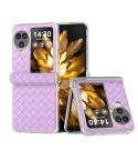 For OPPO Find N3 Flip 3 in 1 Woven Texture Transparent Frame PU Phone Case(Purple)