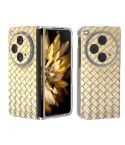 For OPPO Find N3 Woven Texture Transparent Frame PU Phone Case(Gold)