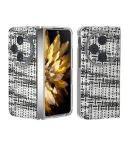 For OPPO Find N3 Colorful Rhombic Texture Transparent Frame PU Phone Case(Black White)