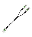 2055YMFF-05 XLR 3pin Male to Dual Female Audio Cable, Length: 50cm(Black+Green)
