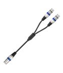 2055YMFF-05 XLR 3pin Male to Dual Female Audio Cable, Length: 50cm(Black+Blue)