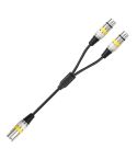 2055YMFF-05 XLR 3pin Male to Dual Female Audio Cable, Length: 50cm(Black+Yellow)