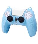 For Sony PS5 Cat Ear Shape Gamepad Silicone Protective Case(Blue)