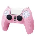 For Sony PS5 Cat Ear Shape Gamepad Silicone Protective Case(Pink)