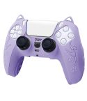 For Sony PS5 Cat Ear Shape Gamepad Silicone Protective Case(Purple)