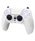 For Sony PS5 Cat Ear Shape Gamepad Silicone Protective Case(White)
