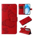 For OPPO A60 4G Global 3D Butterfly Embossed Pattern Flip Leather Phone Case(Red)