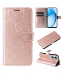 For OPPO A60 4G Global 3D Butterfly Embossed Pattern Flip Leather Phone Case(Rose Gold)