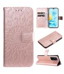 For Honor 200 Lite Global Embossed Sunflower Pattern Flip Leather Phone Case(Rose Gold)
