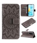 For Honor 200 Lite Global Embossed Sunflower Pattern Flip Leather Phone Case(Grey)