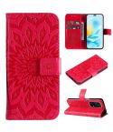 For Honor 200 Lite Global Embossed Sunflower Pattern Flip Leather Phone Case(Red)