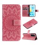 For Honor 200 Lite Global Embossed Sunflower Pattern Flip Leather Phone Case(Pink)