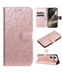 For Xiaomi Poco F6 Embossed Sunflower Pattern Flip Leather Phone Case(Rose Gold)