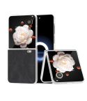 For Honor Magic V Flip PU Leather Frosted Transparent Edge Phone Case(Black)