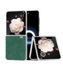For Honor Magic V Flip PU Leather Frosted Transparent Edge Phone Case(Green)