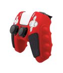 For Sony PS5 Splicing Color Silicone Gamepad Protective Case without Rocker Caps(Red Black)