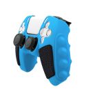 For Sony PS5 Splicing Color Silicone Gamepad Protective Case without Rocker Caps(Blue Black)
