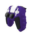 For Sony PS5 Splicing Color Silicone Gamepad Protective Case without Rocker Caps(Purple Black)