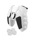For Sony PS5 Splicing Color Silicone Gamepad Protective Case with Rocker Caps(Black White)