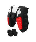 For Sony PS5 Splicing Color Silicone Gamepad Protective Case with Rocker Caps(Black Red)