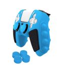 For Sony PS5 Splicing Color Silicone Gamepad Protective Case with Rocker Caps(Blue Black)