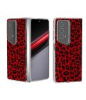 For Honor Magic V2 RSR Porsche Design ABEEL Transparent Frame Leopard Print Phone Case(Red)
