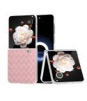 For Honor Magic V Flip Frosted Translucent Frame Woven Texture PU Phone Case(Pink)