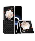 For Honor Magic V Flip Frosted Translucent Frame Woven Texture PU Phone Case(Black)