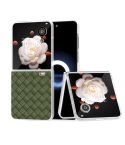 For Honor Magic V Flip Frosted Translucent Frame Woven Texture PU Phone Case(Green)